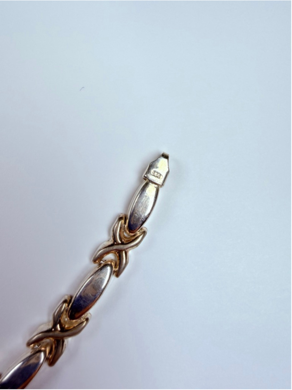 Modern Sleek XO Link 925 Sterling Silver 5.5MM Vintage Tennis Bracelet Italy - Picture 6 of 9